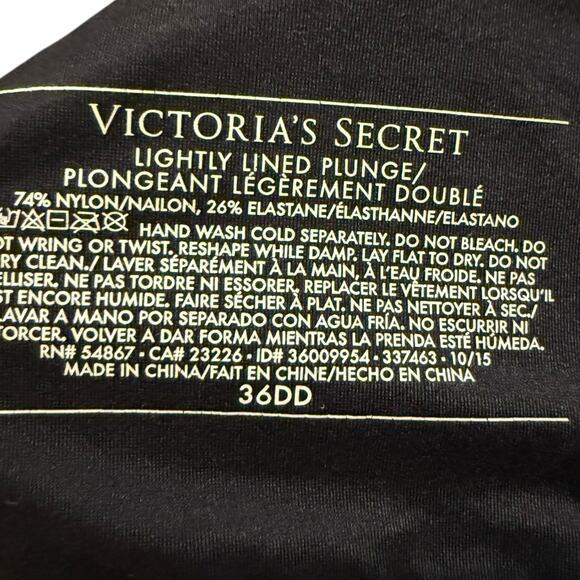 Victoria's Secret Black & White Polka Dot Lightly Lined Plunge Bra 36DD - Picture 4 of 4